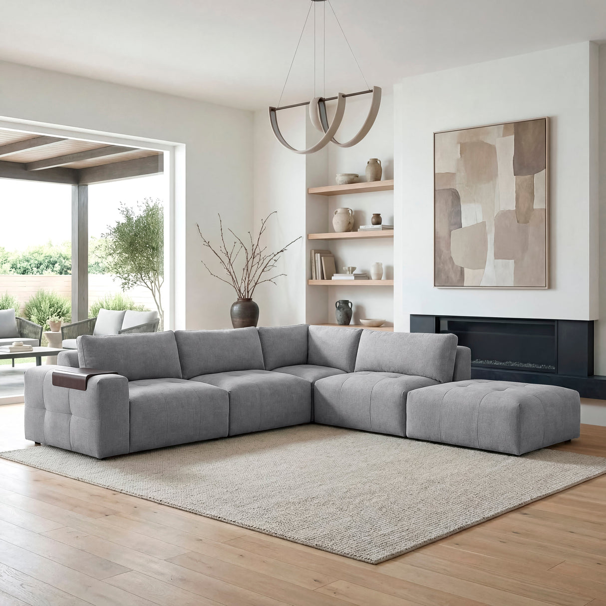 Tidal Gray 5-Piece Modular Sectional with Ottoman by Homelegance at Eve Furniture