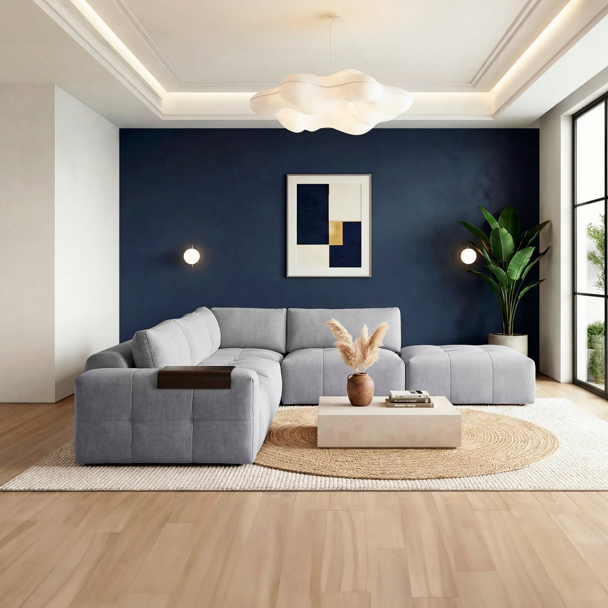 Tidal Gray 5-Piece Modular Sectional with Ottoman by Homelegance at Eve Furniture