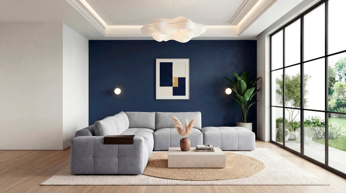 Tidal Gray 5-Piece Modular Sectional with Ottoman by Homelegance at Eve Furniture