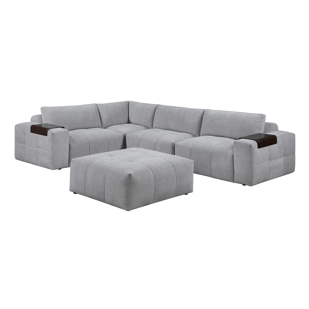 Tidal Gray 5-Piece Modular Sectional with Ottoman by Homelegance at Eve Furniture