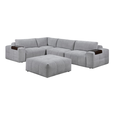 Tidal Gray 5-Piece Modular Sectional with Ottoman by Homelegance at Eve Furniture