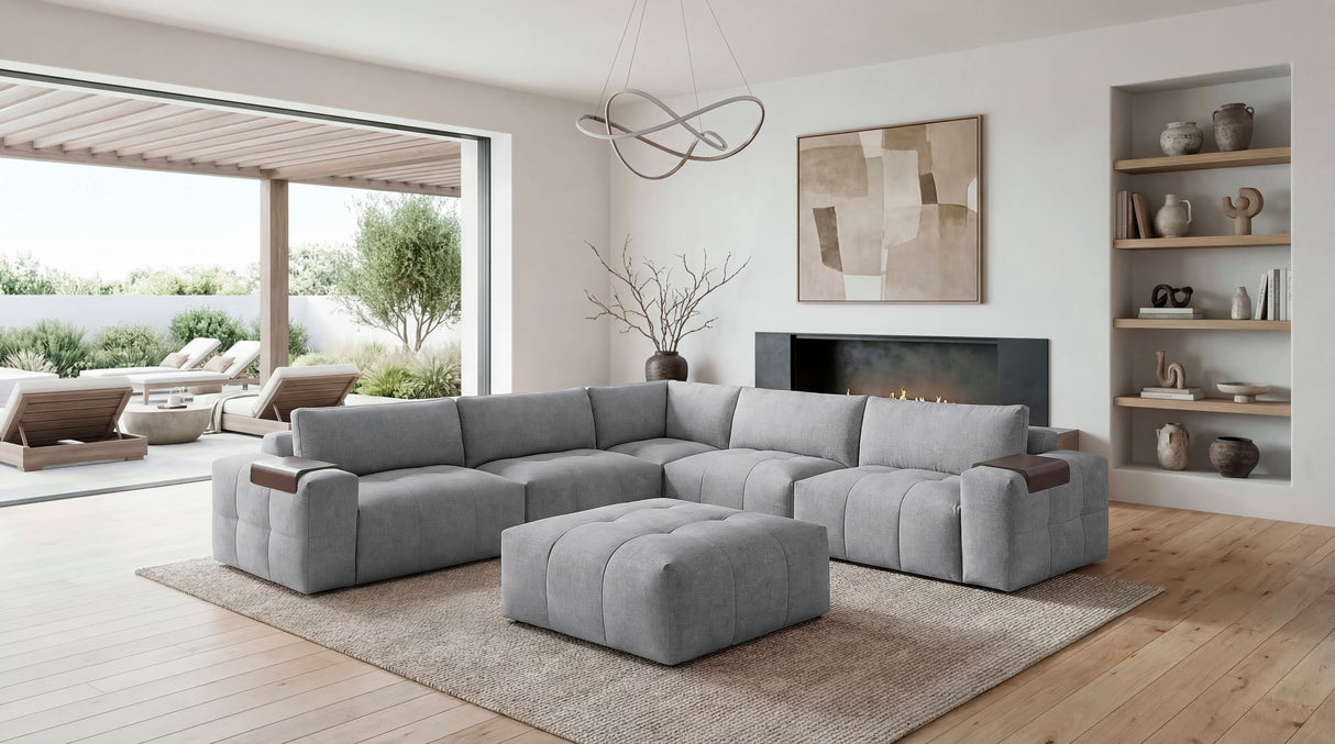 Tidal Gray 6-Piece Modular Sectional with Ottoman by Homelegance at Eve Furniture