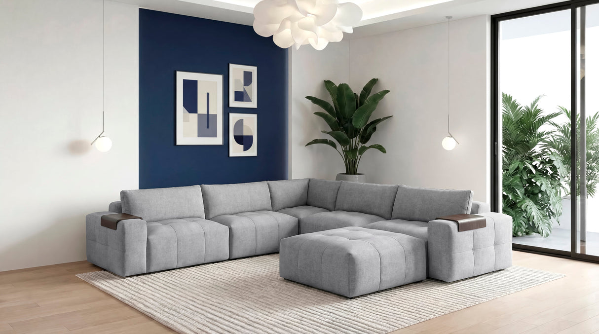 Tidal Gray 6-Piece Modular Sectional with Ottoman by Homelegance at Eve Furniture