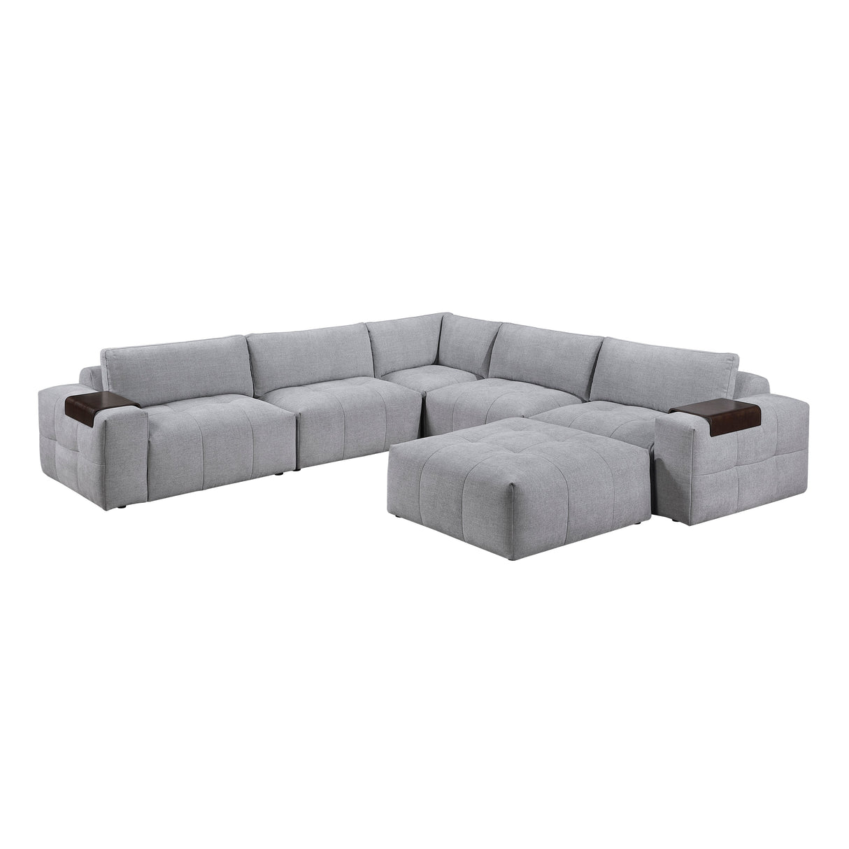 Tidal Gray 6-Piece Modular Sectional with Ottoman by Homelegance at Eve Furniture