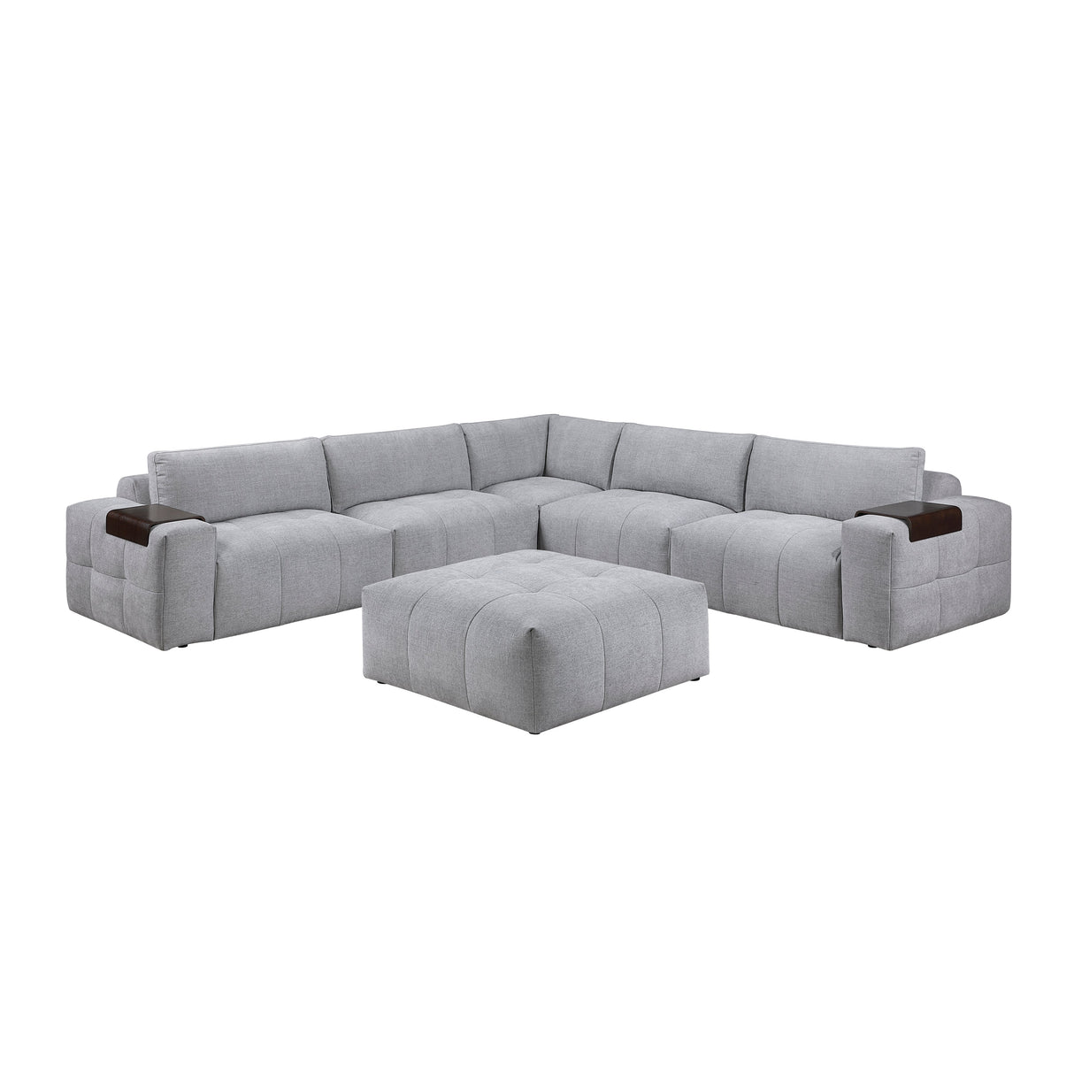 Tidal Gray 6-Piece Modular Sectional with Ottoman by Homelegance at Eve Furniture