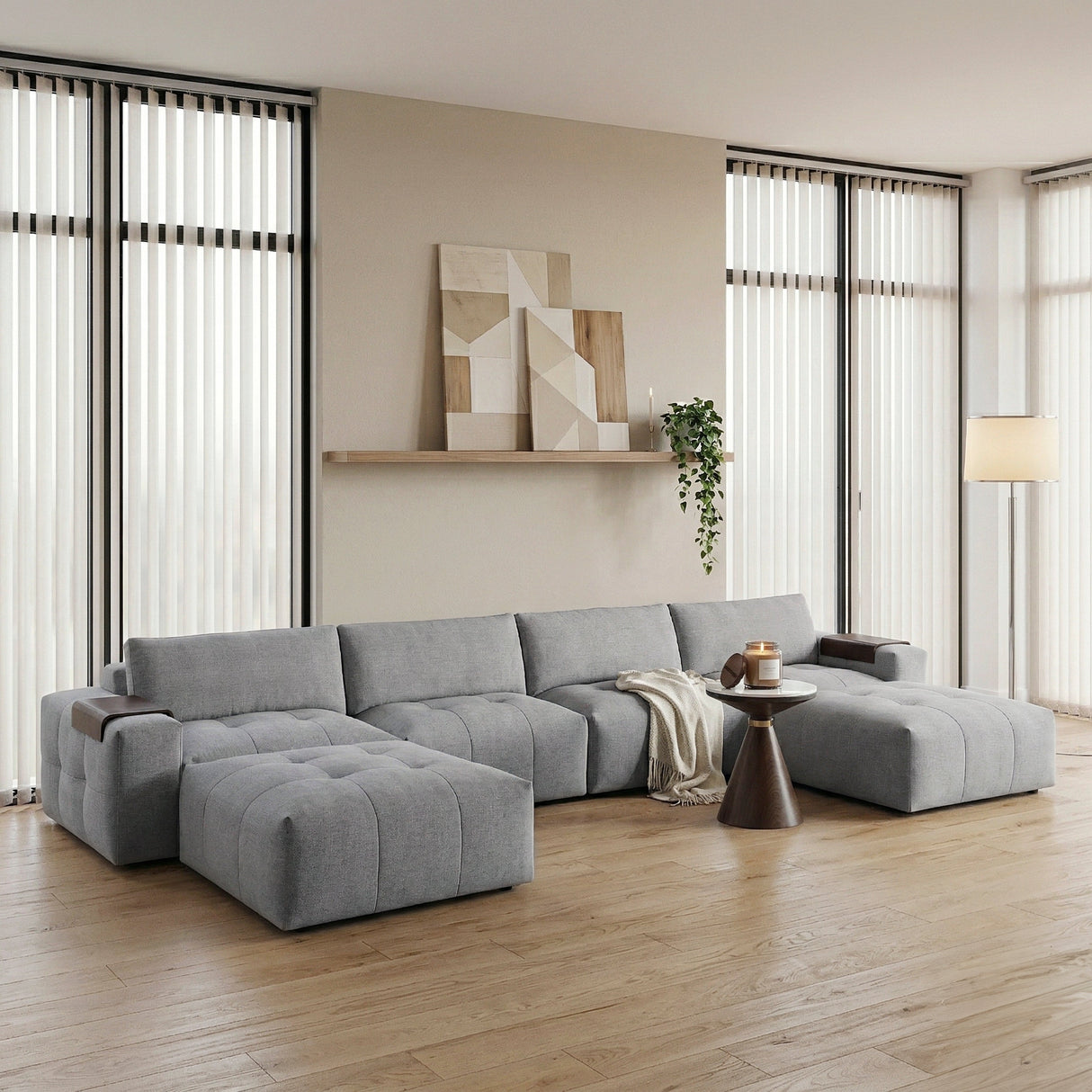 Tidal Gray 6-Piece Modular Sectional with Two Ottomans by Homelegance at Eve Furniture