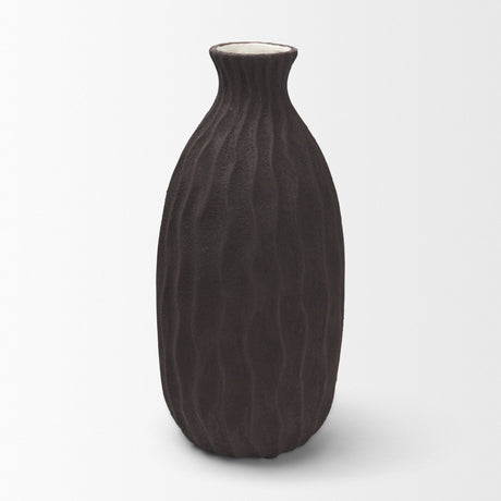 Tidal Tall Ceramic Rippled Decorative Vase by Mercana at Eve Furniture