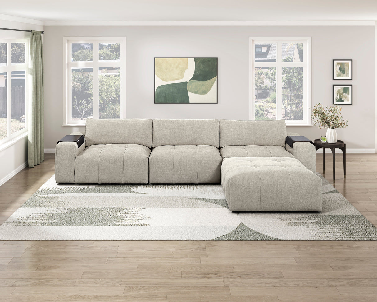 Tidal Taupe 4-Piece Modular Sectional with Ottoman by Homelegance at Eve Furniture