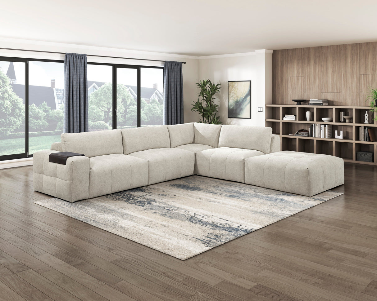 Tidal Taupe 5-Piece Modular Sectional with Ottoman by Homelegance at Eve Furniture