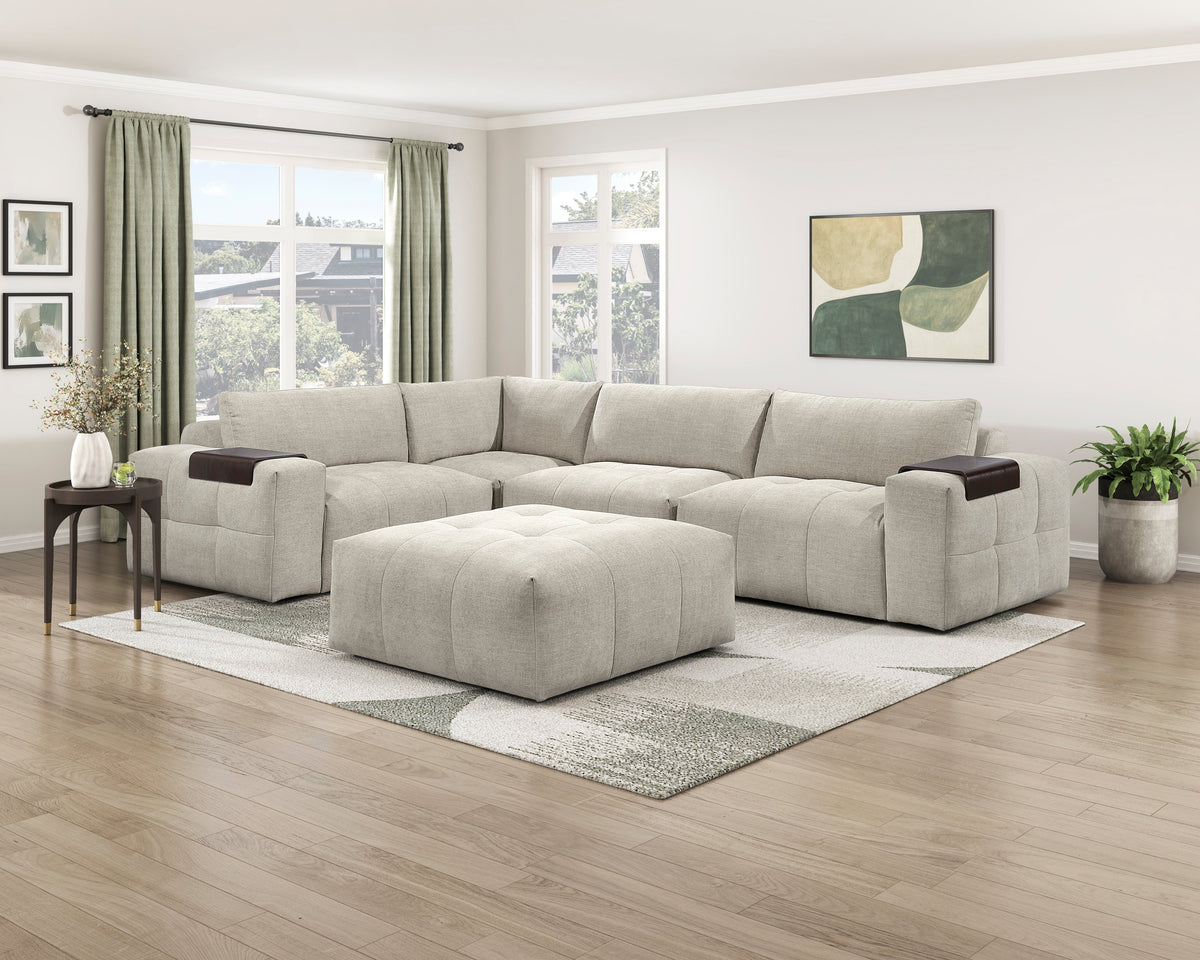 Tidal Taupe 5-Piece Modular Sectional with Ottoman by Homelegance at Eve Furniture