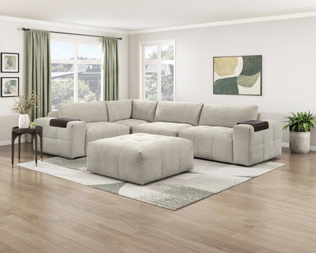 Tidal Taupe 5-Piece Modular Sectional with Ottoman by Homelegance at Eve Furniture