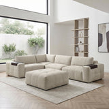 Tidal Taupe 5-Piece Modular Sectional with Ottoman by Homelegance at Eve Furniture