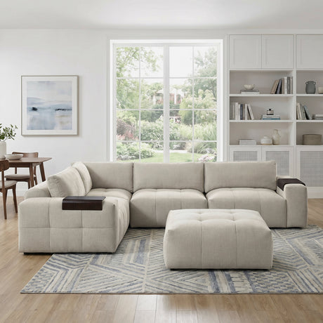 Tidal Taupe 5-Piece Modular Sectional with Ottoman by Homelegance at Eve Furniture