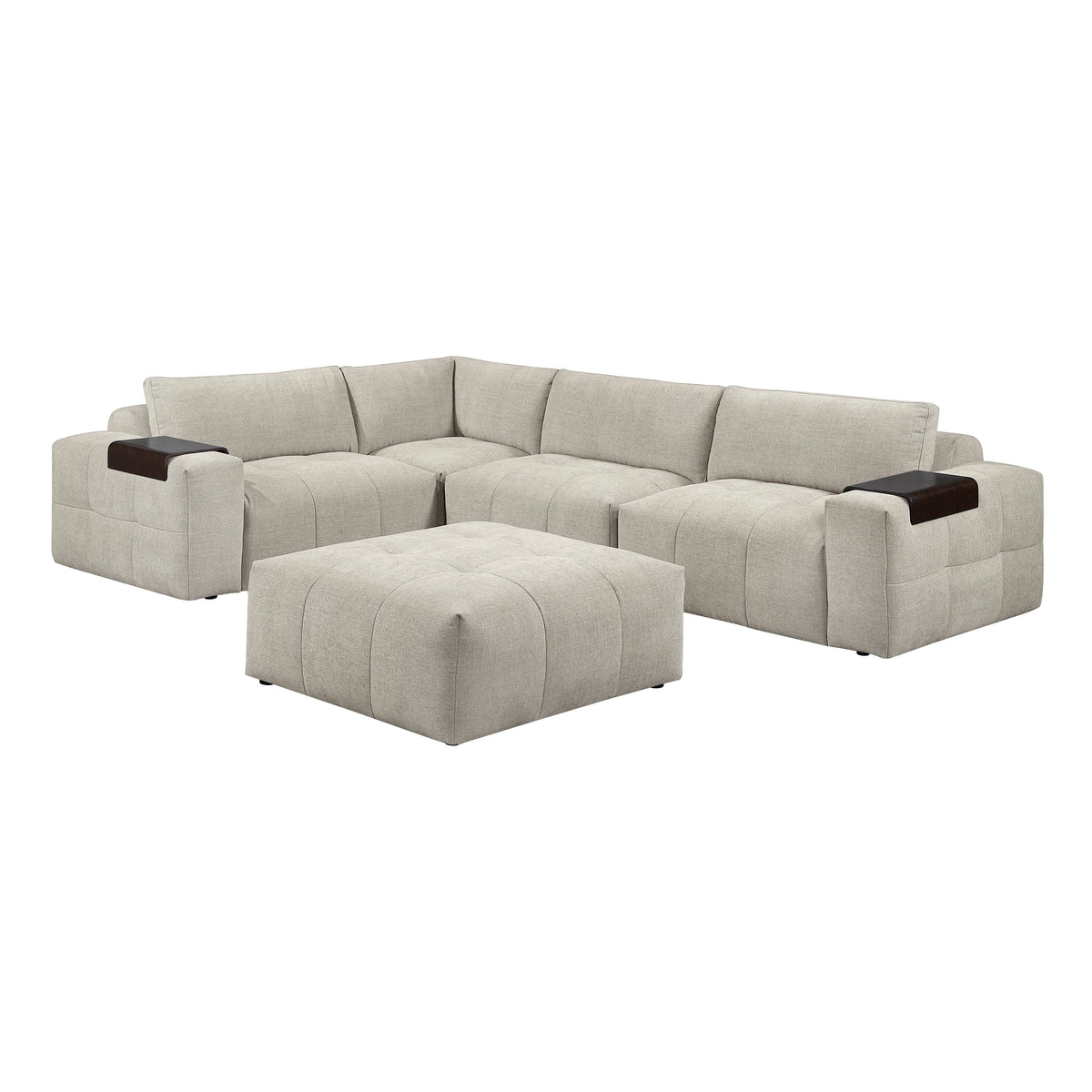 Tidal Taupe 5-Piece Modular Sectional with Ottoman by Homelegance at Eve Furniture