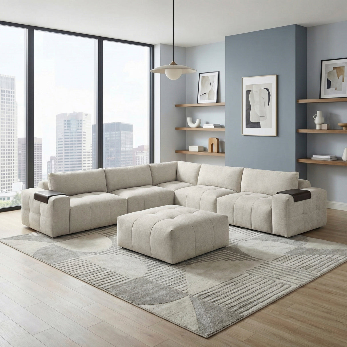 Tidal Taupe 6-Piece Modular Sectional with Ottoman by Homelegance at Eve Furniture