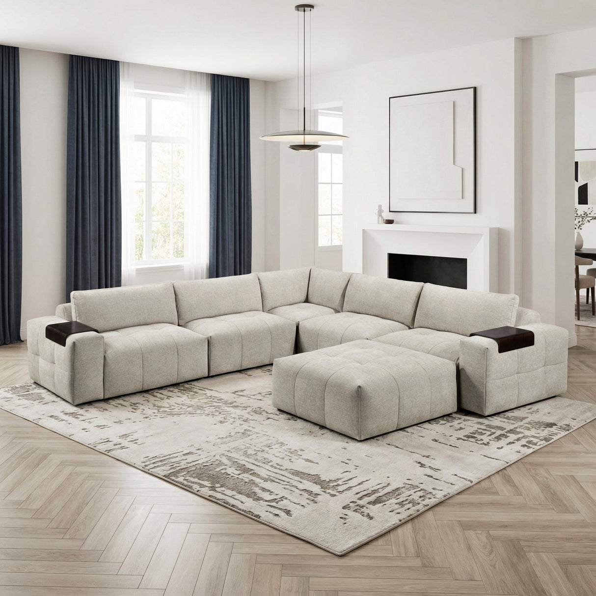 Tidal Taupe 6-Piece Modular Sectional with Ottoman by Homelegance at Eve Furniture