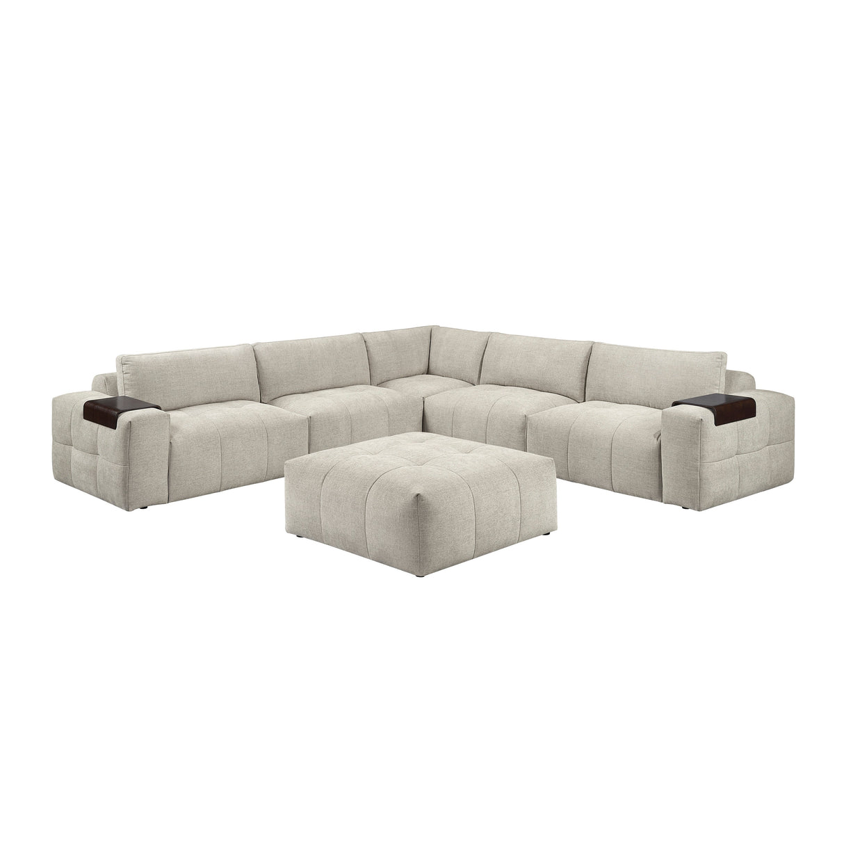 Tidal Taupe 6-Piece Modular Sectional with Ottoman by Homelegance at Eve Furniture