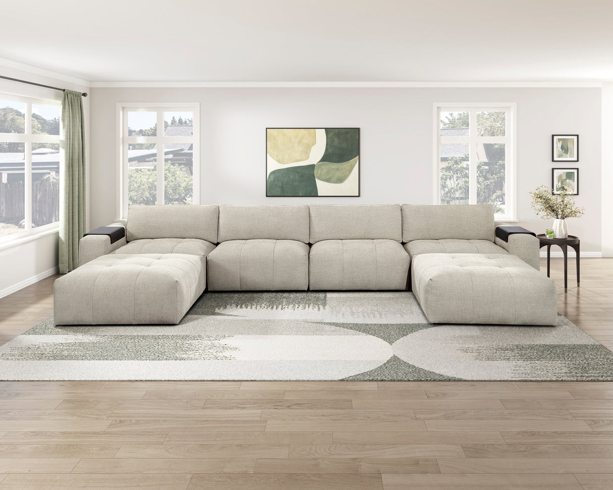 Tidal Taupe 6-Piece Modular Sectional with Two Ottomans by Homelegance at Eve Furniture