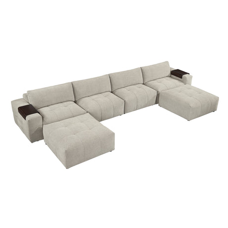 Tidal Taupe 6-Piece Modular Sectional with Two Ottomans by Homelegance at Eve Furniture