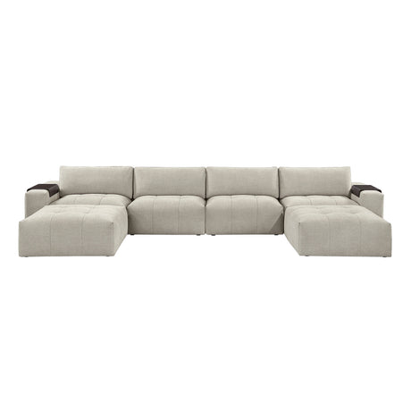 Tidal Taupe 6-Piece Modular Sectional with Two Ottomans by Homelegance at Eve Furniture