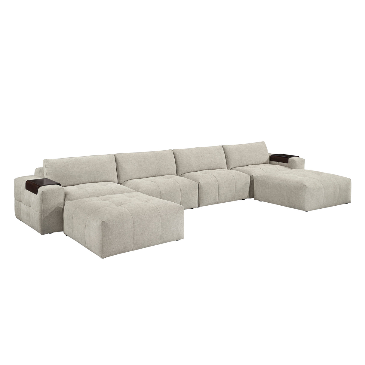 Tidal Taupe 6-Piece Modular Sectional with Two Ottomans by Homelegance at Eve Furniture