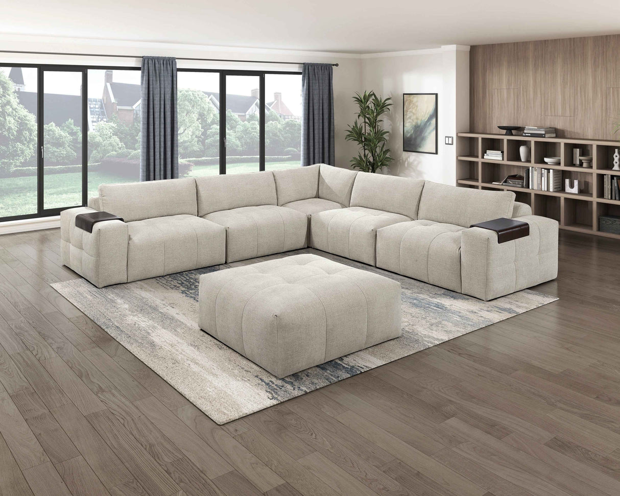 Tidal Taupe Ottoman with Caster by Homelegance at Eve Furniture