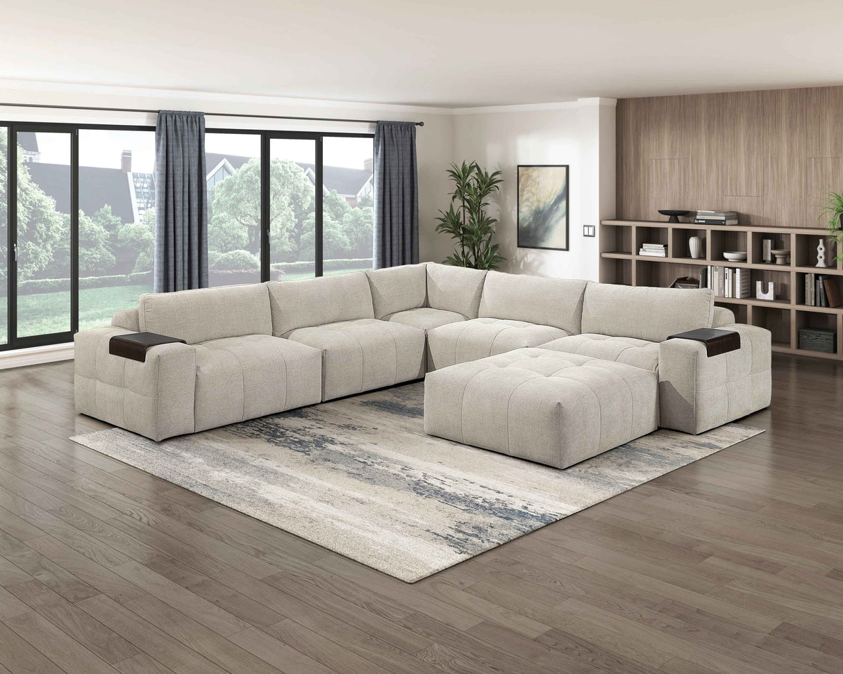 Tidal Taupe Ottoman with Caster by Homelegance at Eve Furniture
