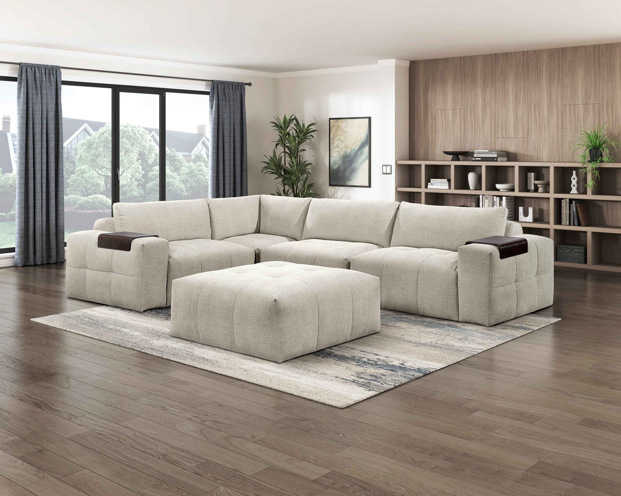 Tidal Taupe Ottoman with Caster by Homelegance at Eve Furniture