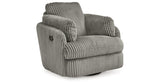 Tie-Breaker Fog Swivel Glider Recliner by Ashley at Eve Furniture