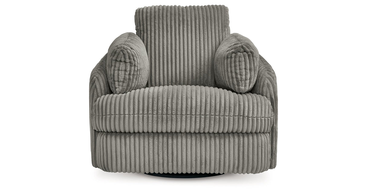 Tie-Breaker Fog Swivel Glider Recliner by Ashley at Eve Furniture