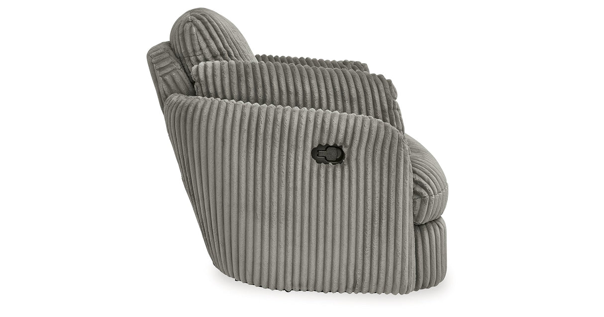 Tie-Breaker Fog Swivel Glider Recliner by Ashley at Eve Furniture