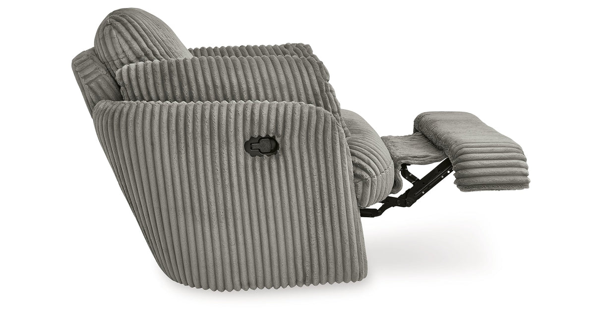 Tie-Breaker Fog Swivel Glider Recliner by Ashley at Eve Furniture