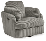 Tie-Breaker Fog Swivel Glider Recliner by Ashley at Eve Furniture