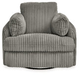 Tie-Breaker Fog Swivel Glider Recliner by Ashley at Eve Furniture