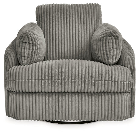 Tie-Breaker Fog Swivel Glider Recliner by Ashley at Eve Furniture