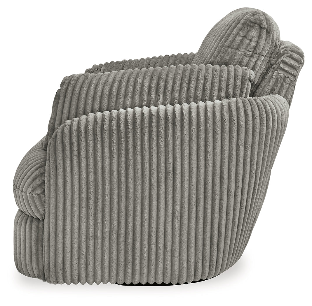 Tie-Breaker Fog Swivel Glider Recliner by Ashley at Eve Furniture