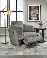Tie-Breaker Fog Swivel Glider Recliner by Ashley at Eve Furniture