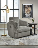 Tie-Breaker Fog Swivel Glider Recliner by Ashley at Eve Furniture