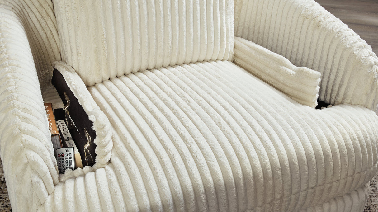 Tie-Breaker Ivory Swivel Glider Recliner by Ashley at Eve Furniture