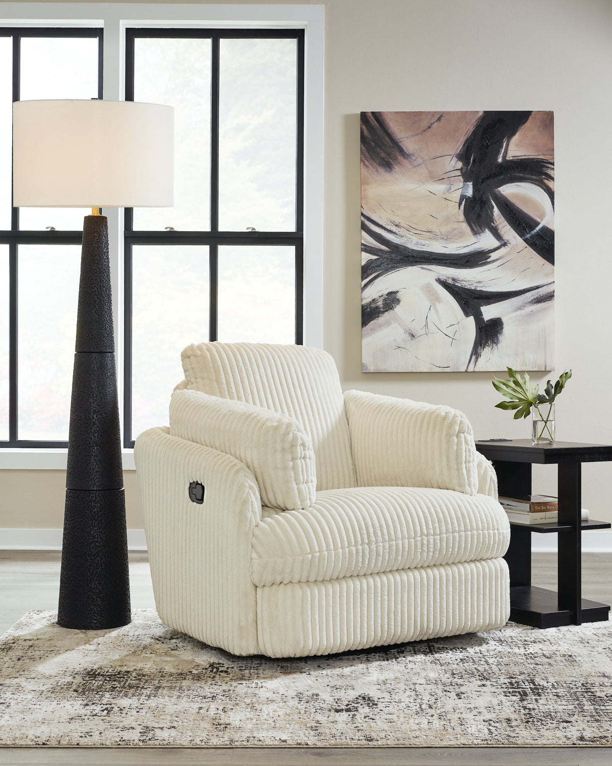 Tie-Breaker Ivory Swivel Glider Recliner by Ashley at Eve Furniture
