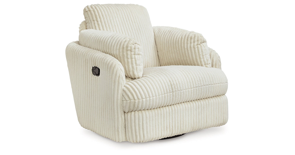 Tie-Breaker Ivory Swivel Glider Recliner by Ashley at Eve Furniture