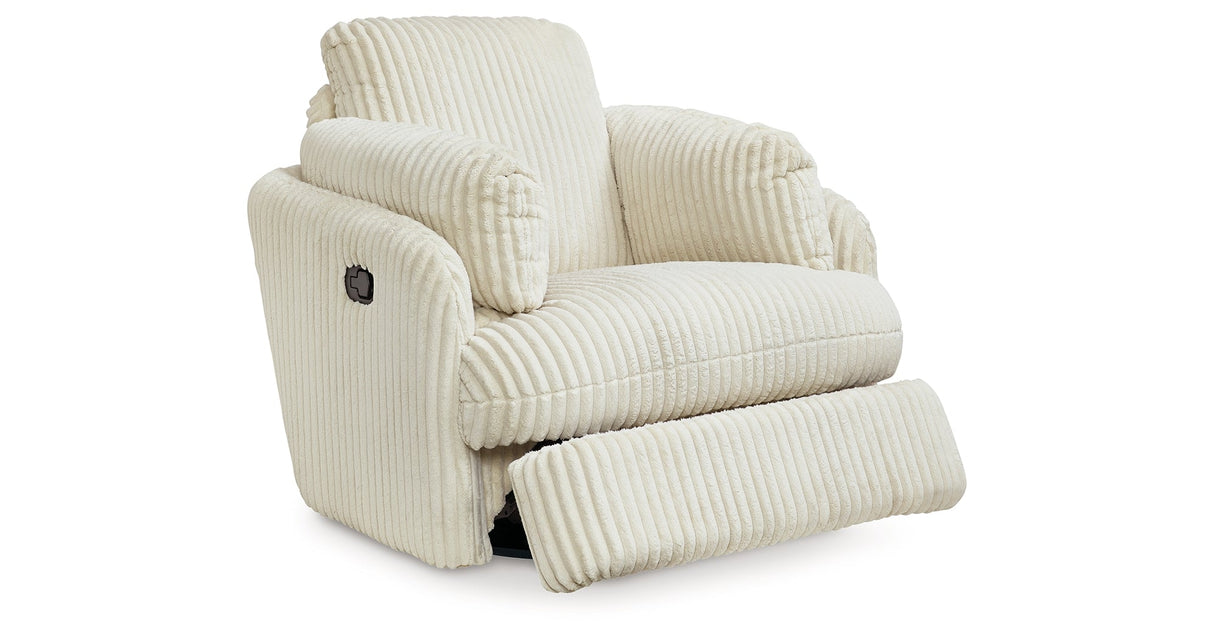 Tie-Breaker Ivory Swivel Glider Recliner by Ashley at Eve Furniture