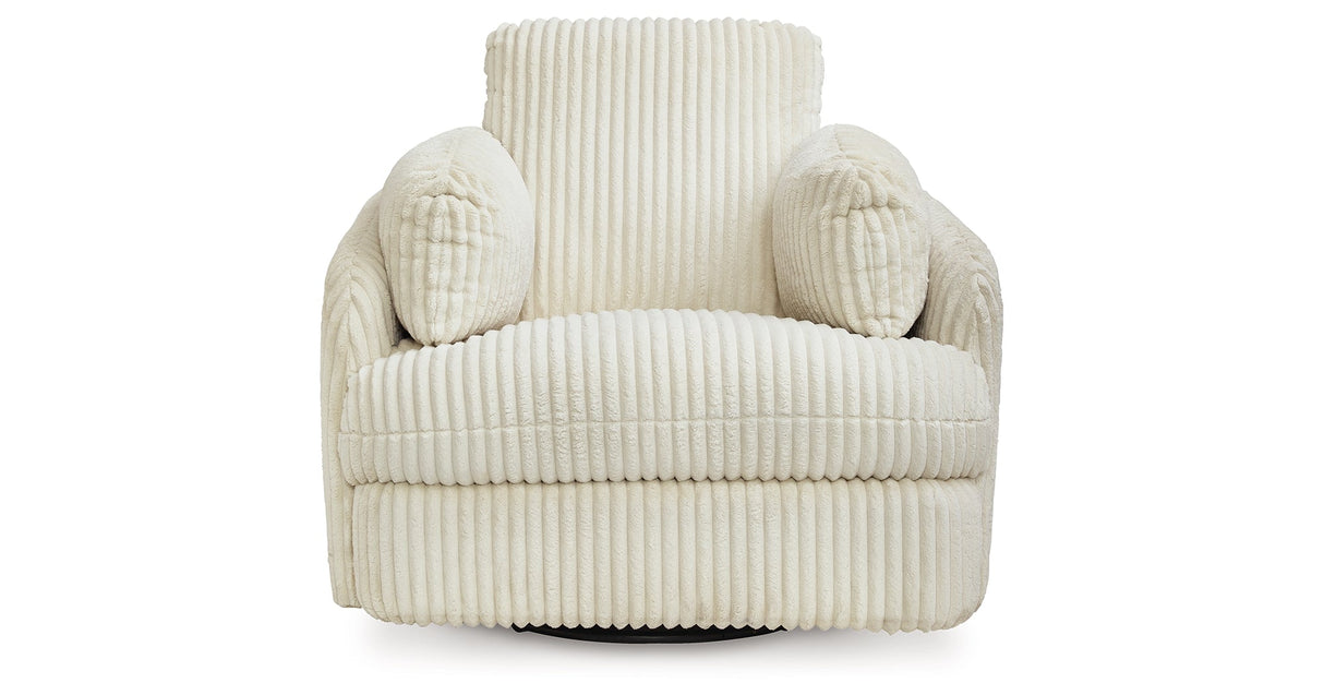 Tie-Breaker Ivory Swivel Glider Recliner by Ashley at Eve Furniture