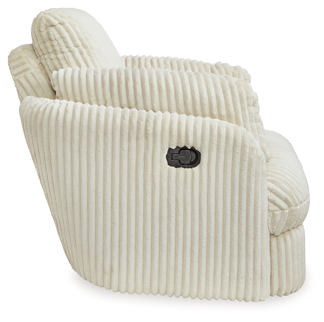 Tie-Breaker Ivory Swivel Glider Recliner by Ashley at Eve Furniture
