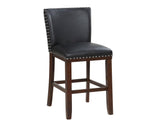 Tiffany 24″ Counter Stool, Black Vegan Leather, Set of 2 by Steve Silver at Eve Furniture