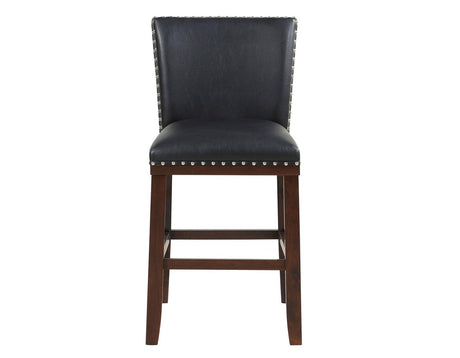 Tiffany 24″ Counter Stool, Black Vegan Leather, Set of 2 by Steve Silver at Eve Furniture
