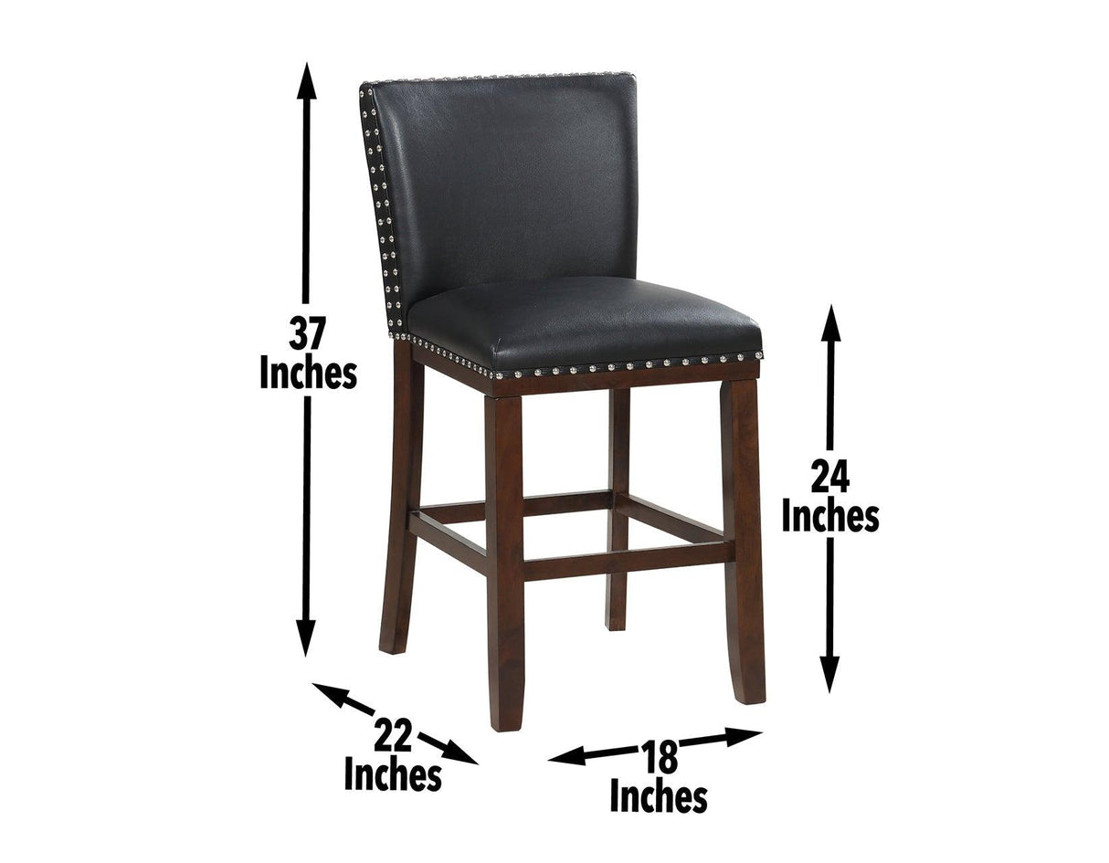 Tiffany 24″ Counter Stool, Black Vegan Leather, Set of 2 by Steve Silver at Eve Furniture