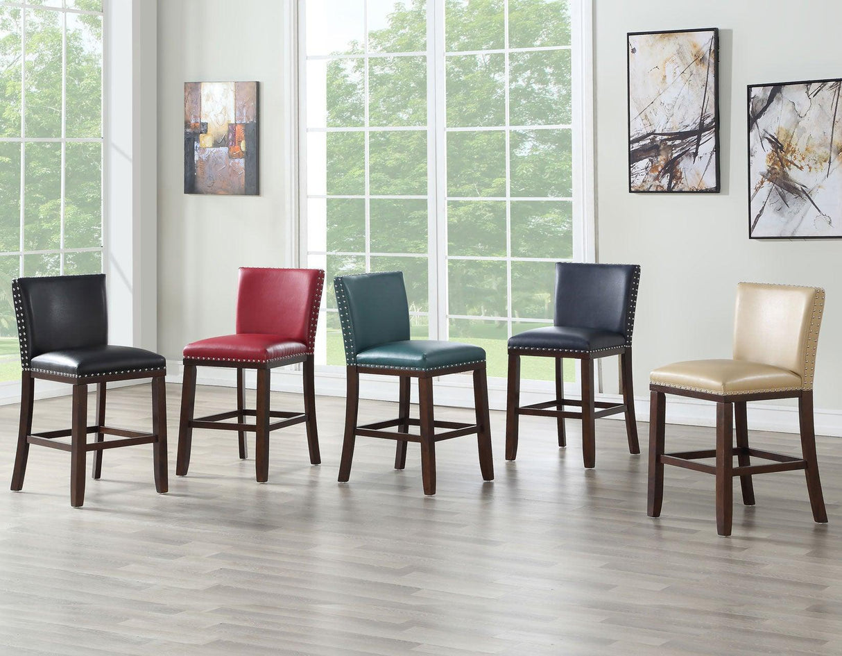 Tiffany 24″ Counter Stool, Black Vegan Leather, Set of 2 by Steve Silver at Eve Furniture