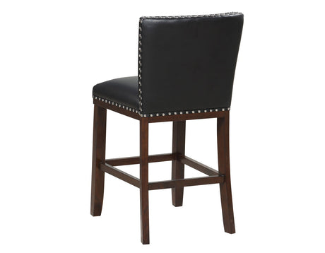 Tiffany 24″ Counter Stool, Black Vegan Leather, Set of 2