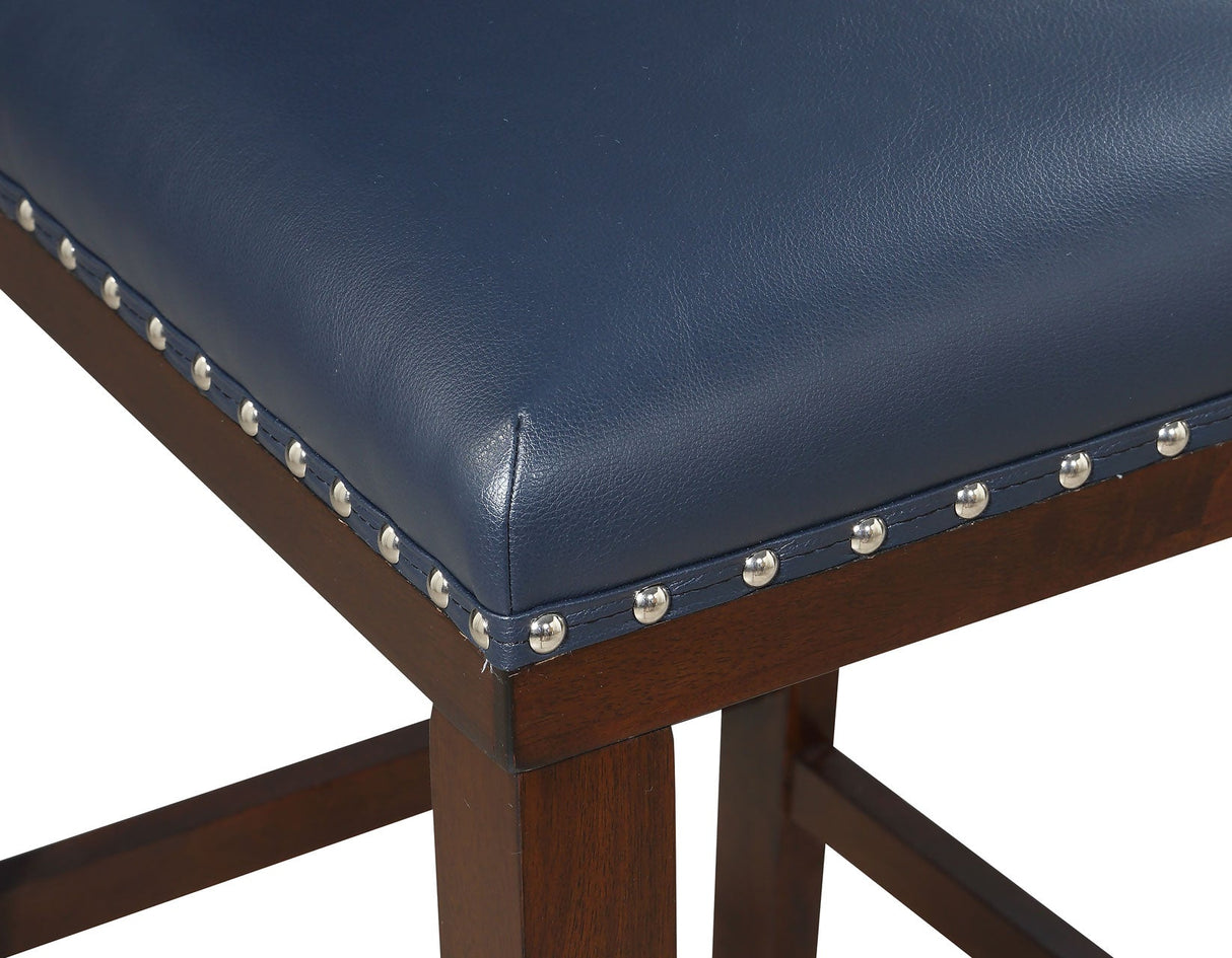 Tiffany 24″ Counter Stool, Navy Leatherette, Set of 2